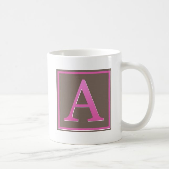 Pink and Brown Letter A Monogram Coffee Mug (Right)