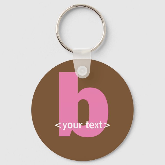Pink and Brown Monogram - Letter B Key Ring (Front)
