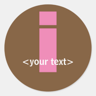 Pink and Brown Monogram - Letter I Classic Round Sticker