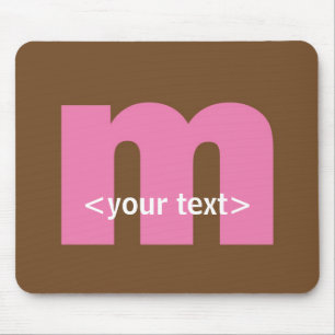 Pink and Brown Monogram - Letter M Mouse Pad