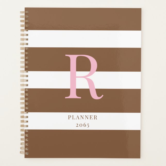 Pink and Brown Monogram Yearly Planner (Front)