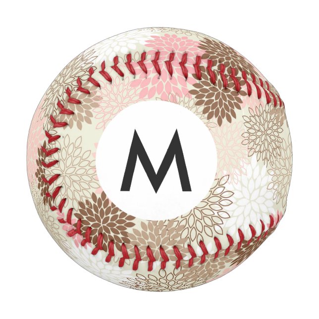 Pink And Brown Mum Pattern Baseball (Front Left)