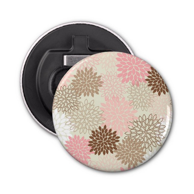 Pink And Brown Mum Pattern Bottle Opener (Front)