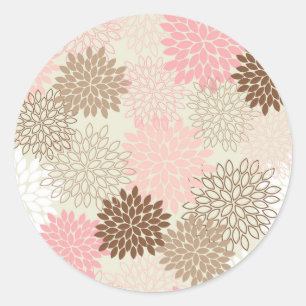 Pink And Brown Mum Pattern Classic Round Sticker