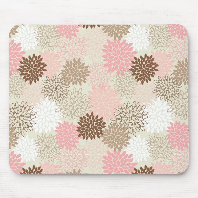 Pink And Brown Mum Pattern Mouse Pad (Front)