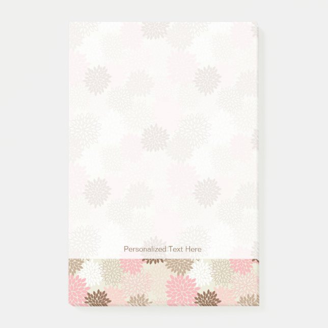 Pink And Brown Mum Pattern Post-it Notes (Front)