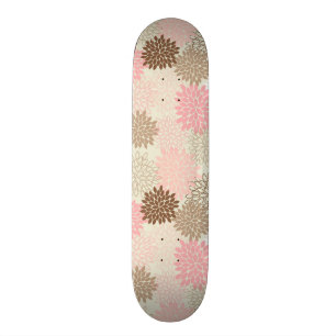 Pink And Brown Mum Pattern Skateboard