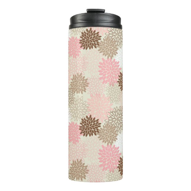 Pink And Brown Mum Pattern Thermal Tumbler (Front)