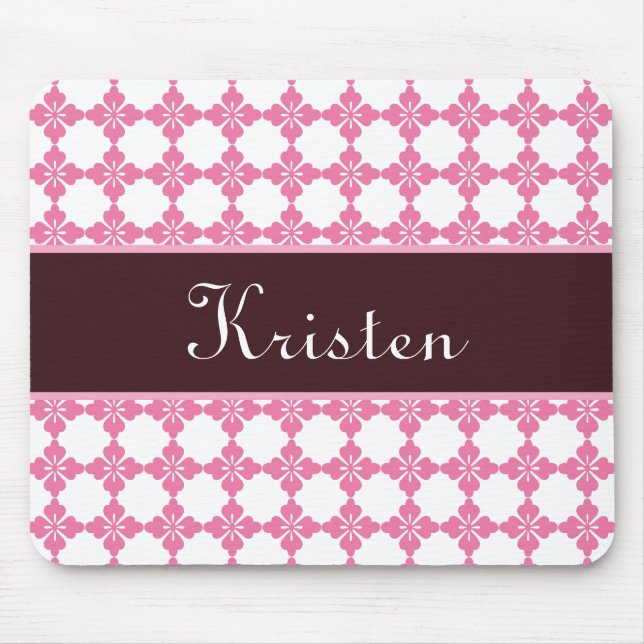 Pink And Brown Personalised Mousepad (Front)