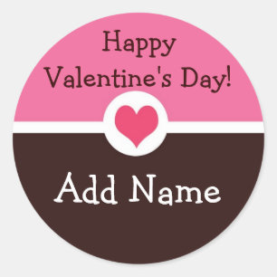 Pink and Brown Personalised Valentine's Sticker