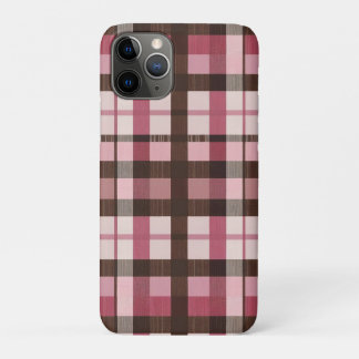 Pink and Brown Plaid Slight Distress iPhone 11 Pro Case
