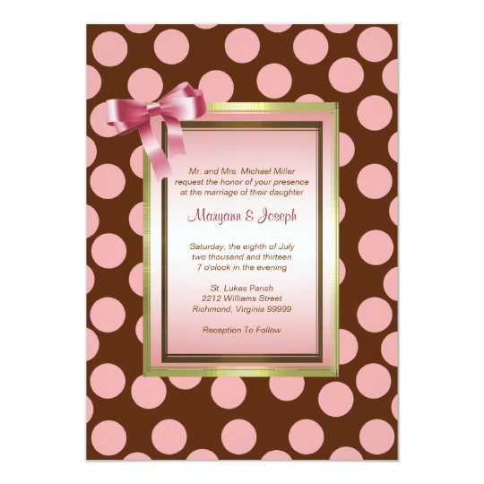 Pink and Brown Polka Dot Invitation Template