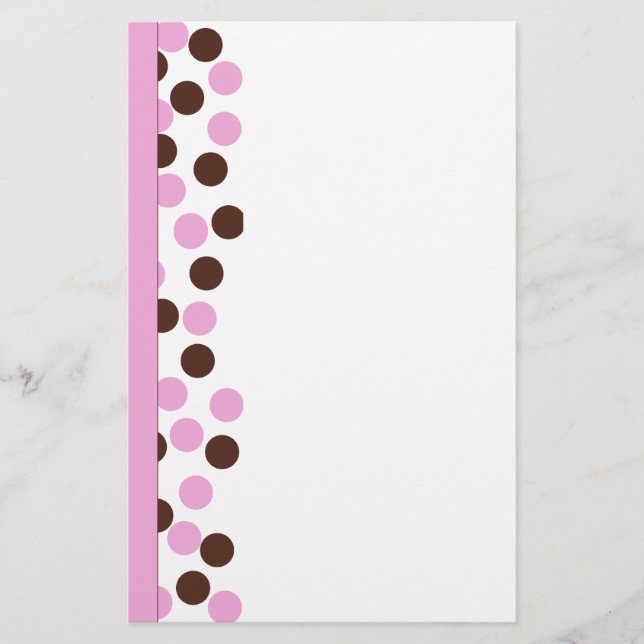 Pink and Brown Polka Dot Stationary Stationery (Front)