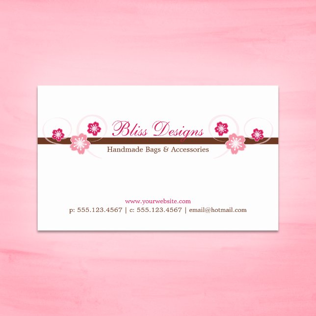 Pink and Brown Sakura Business Card (Creator Uploaded)