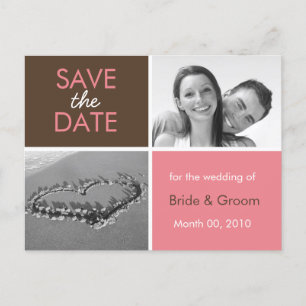 Pink and Brown Save the Date Photo Postcards