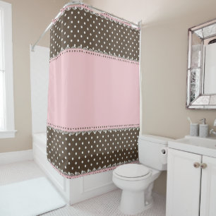 Pink and Brown Shower Curtain