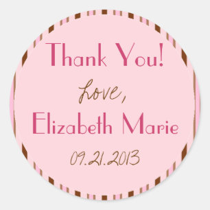 Pink and Brown Stripes Classic Round Sticker