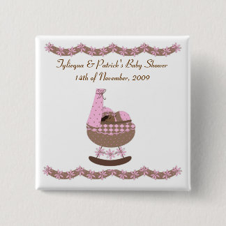 pink and brown themed Baby Shower 15 Cm Square Badge