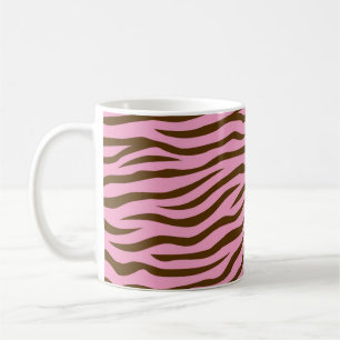 Pink and Brown Zebra Stripes Animal Print Coffee Mug