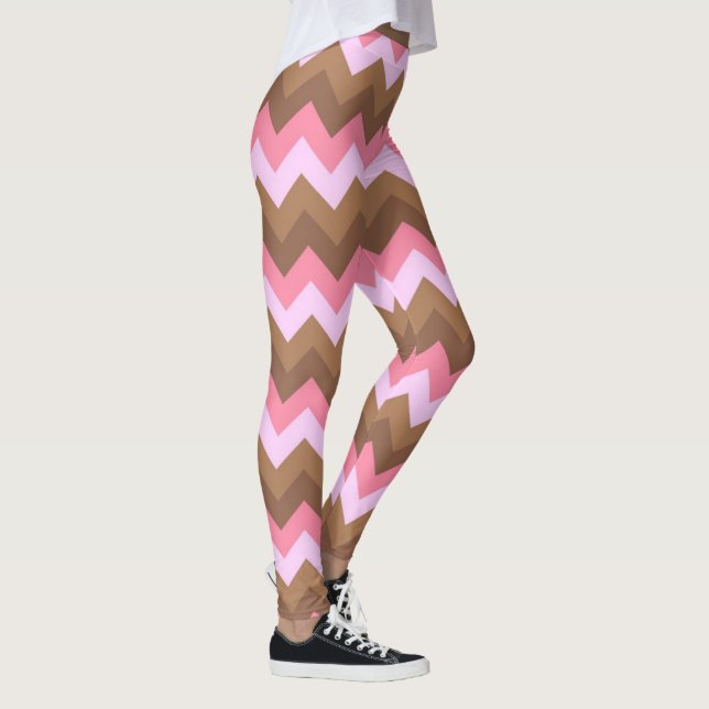 Pink and Brown ZigZag Pattern Leggings (Right)