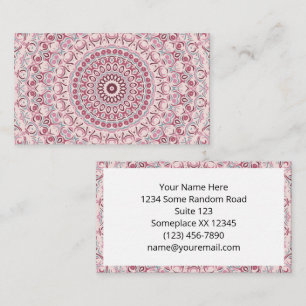 Pink and Burgundy Floral Mandala Pattern Business Card