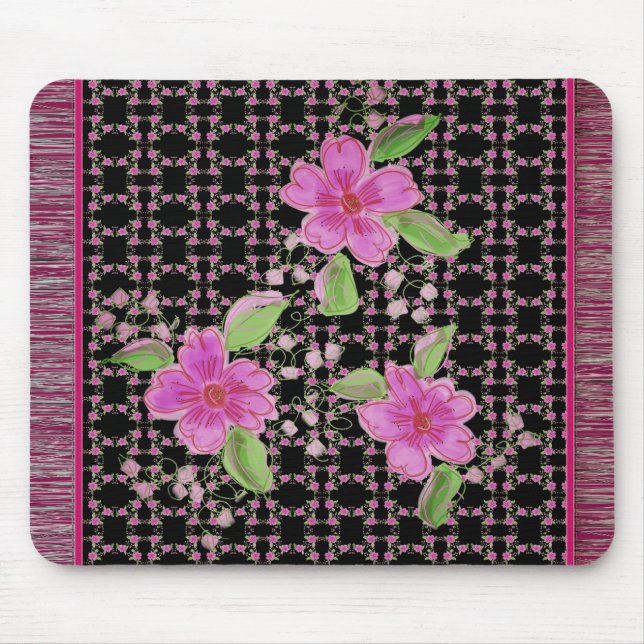 Pink And Burgundy Magic Carpet Designer Mouse Pad (Front)