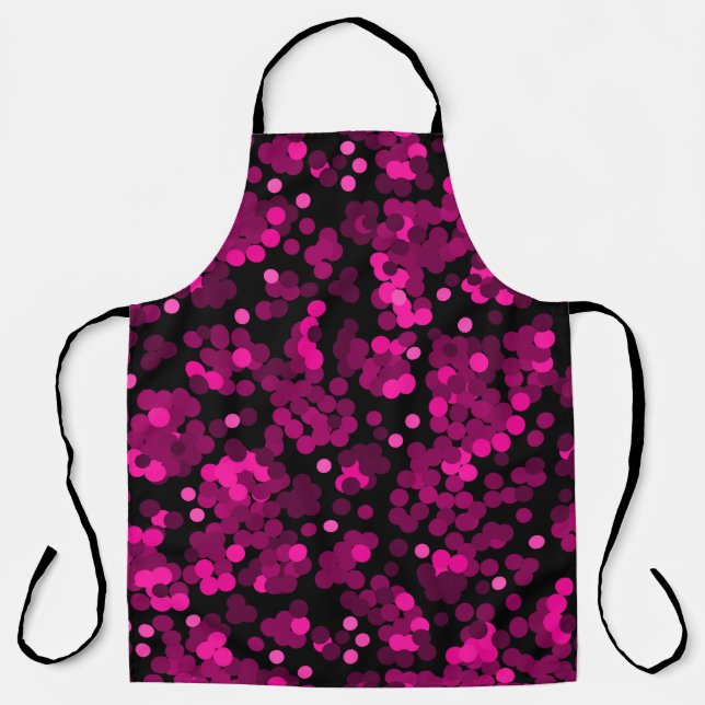 Pink and burgundy polka dot confetti pattern apron (Front)