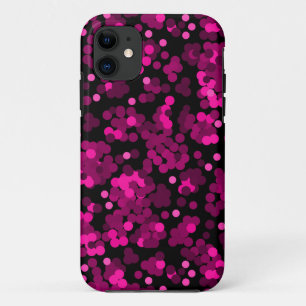 Pink and burgundy polka dot confetti pattern iPhone 11 case
