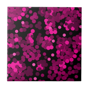 Pink and burgundy polka dot confetti pattern ceramic tile