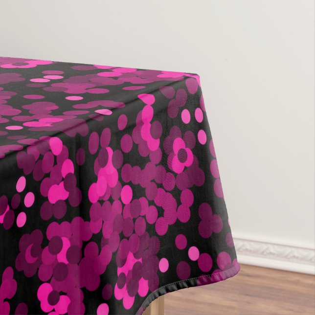 Pink and burgundy polka dot confetti pattern tablecloth (In Situ)