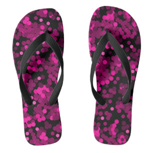 Pink and burgundy polka dot confetti pattern thongs