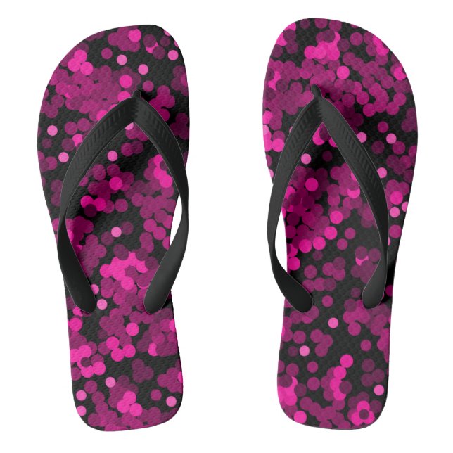 Pink and burgundy polka dot confetti pattern thongs (Footbed)