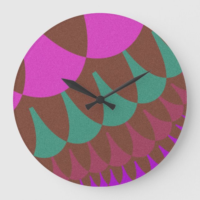 Pink and Burgundy Scales Large Clock (Front)