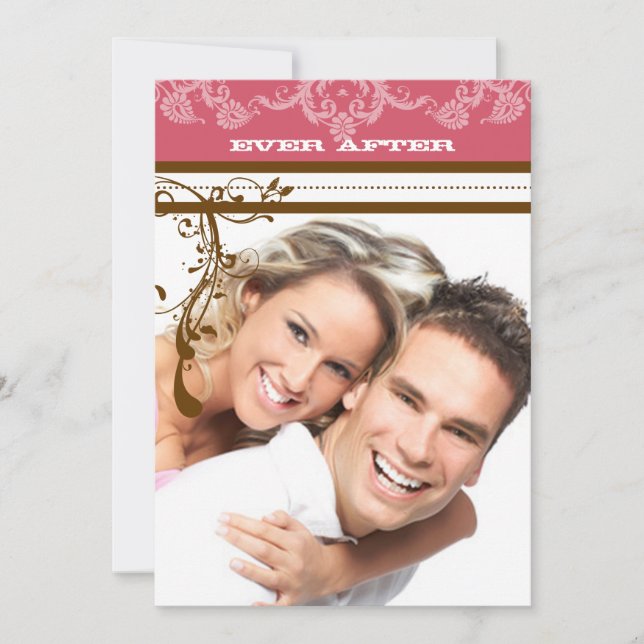 Pink and Chocolate Brown Vintage Chandelier Invitation (Front)