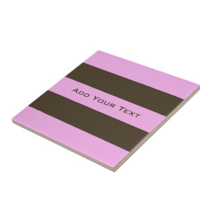 Pink and Chocolate Brown Wide Stripes by STaylor Tile