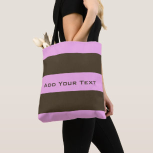 Pink and Chocolate Brown Wide Stripes by STaylor Tote Bag