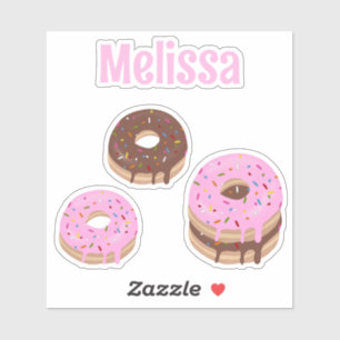 Pink and Chocolate Doughnuts Custom Name Vinyl Cut