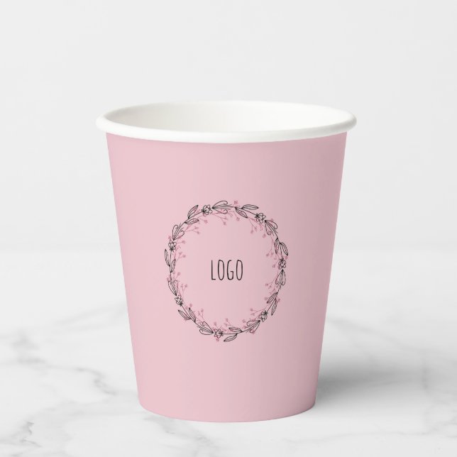 pink and circle design paper cup (Front)