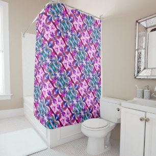 Pink and colorful rapport with rough glass style shower curtain