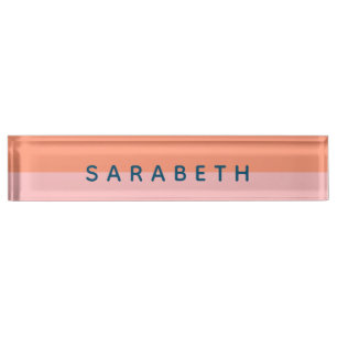 Pink and Coral Color Block Personalized Nameplate