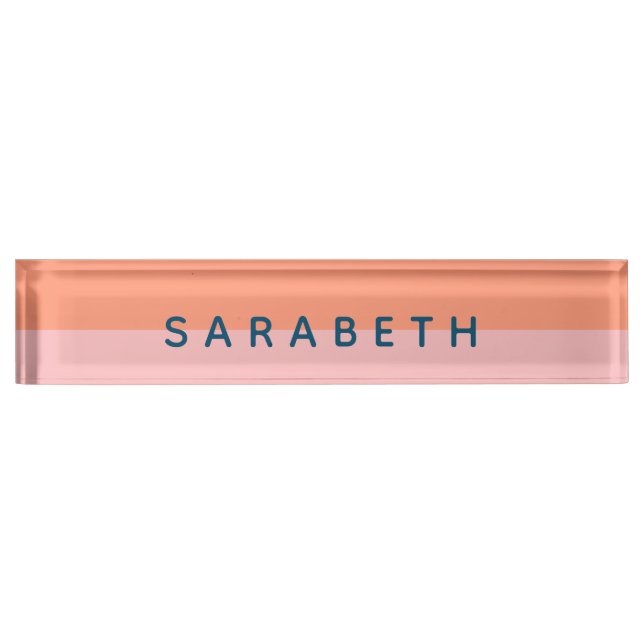 Pink and Coral Colour Block Personalised Nameplate (Front)