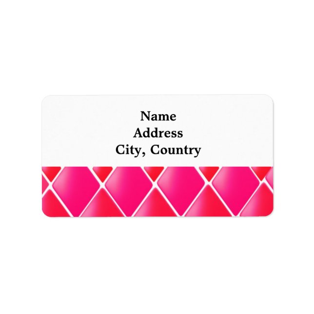 Pink and Coral Diamond Pattern Label (Front)