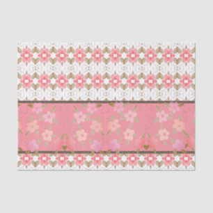 Pink And Coral Floral Design Tissue Paper