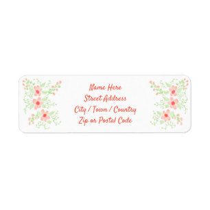 Pink and coral floral return address label