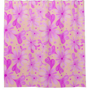 Pink and Coral Floral Shower Curtain