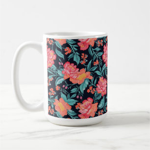 Pink and Coral Flowers Coffee Mug
