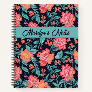 Pink and Coral Flowers Personalised Notebook
