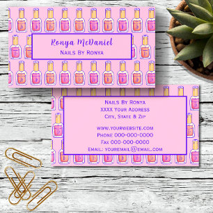 Pink and Coral Nail Polish Design Business Card
