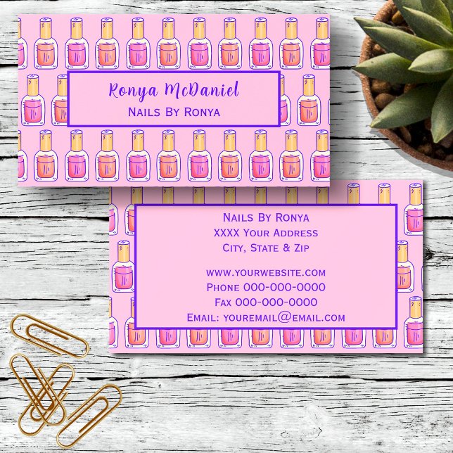 Pink and Coral Nail Polish Design Business Card (Creator Uploaded)