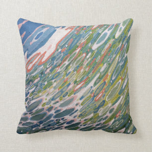 Pink and Coral Surf in Miami Pillow by Juul